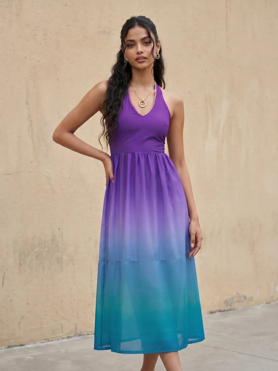 Ombre Dyed A-Line Midi Dress