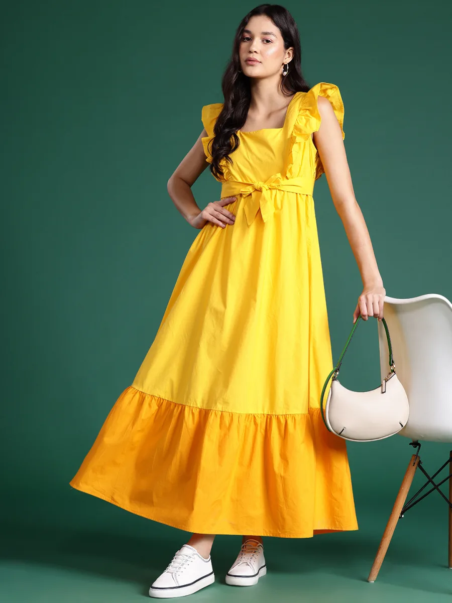 Colourblocked Tiered Dress