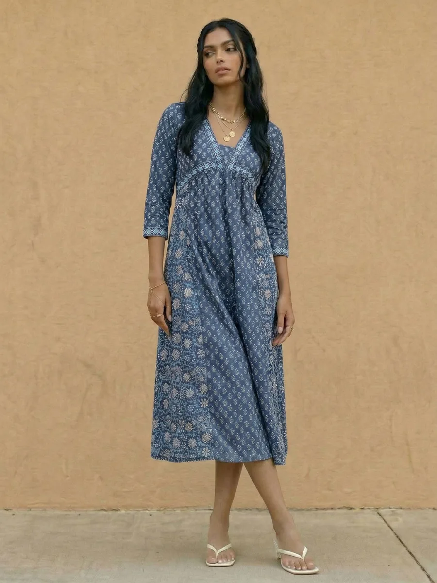 Printed Flared Midi Dress