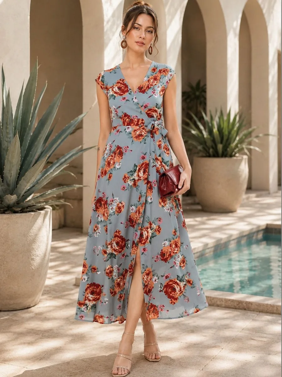 Floral Print Georgette Midi Dress