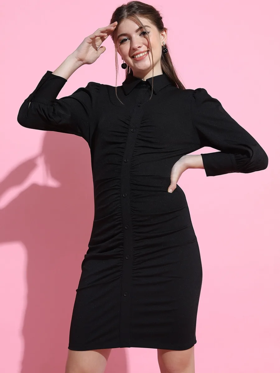 Solid Shirt Dress