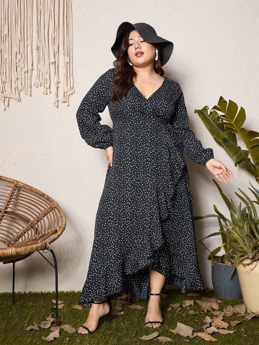 Polka Dot Print Maxi Dress