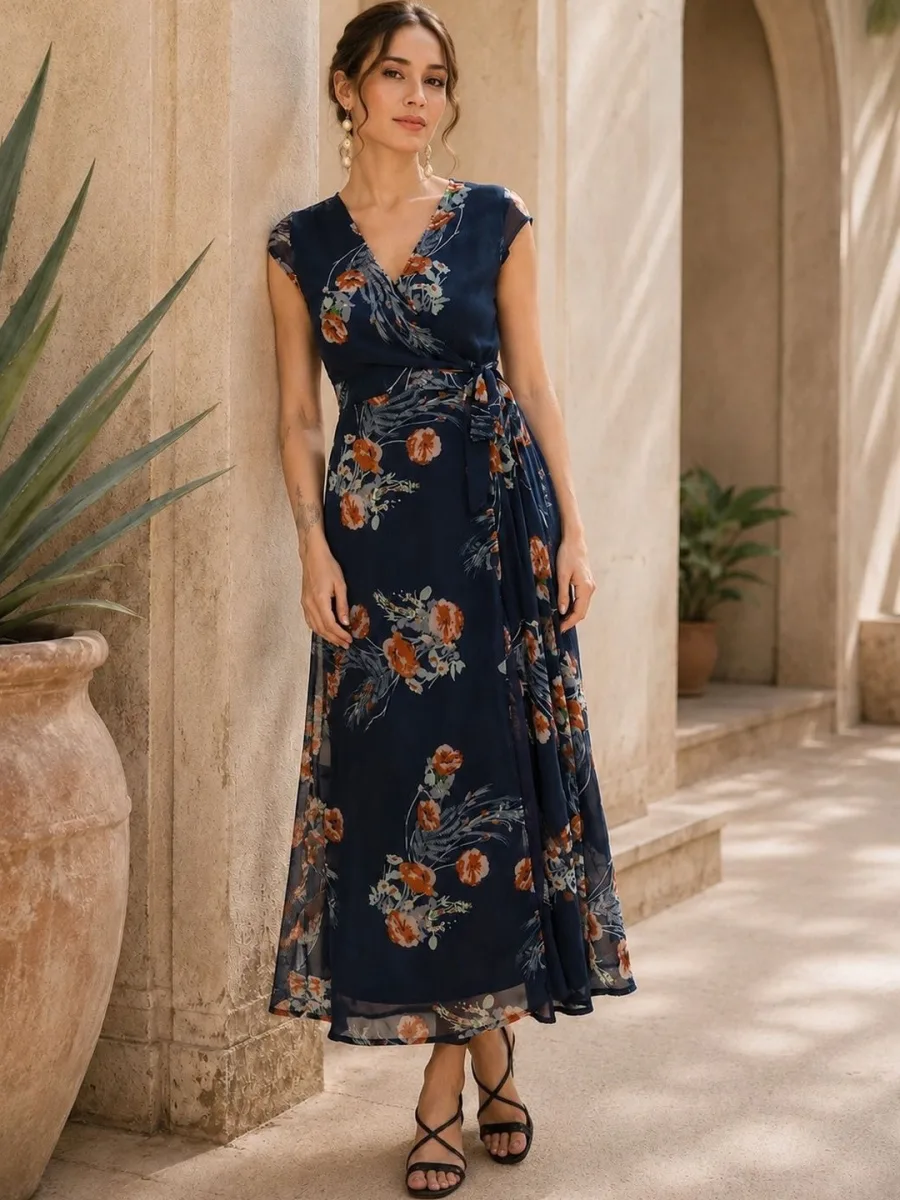 Floral Print Georgette Maxi Dress
