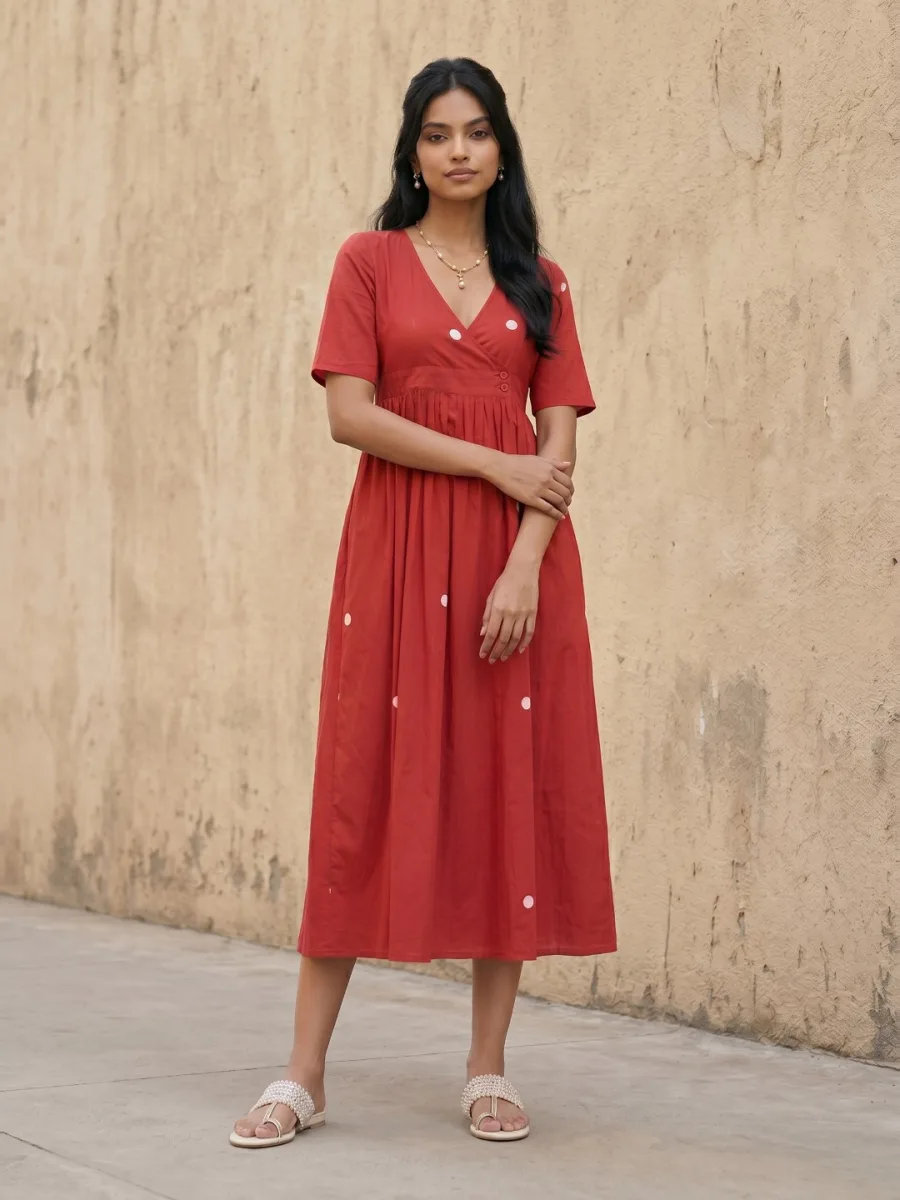Printed A-Line Midi Dress