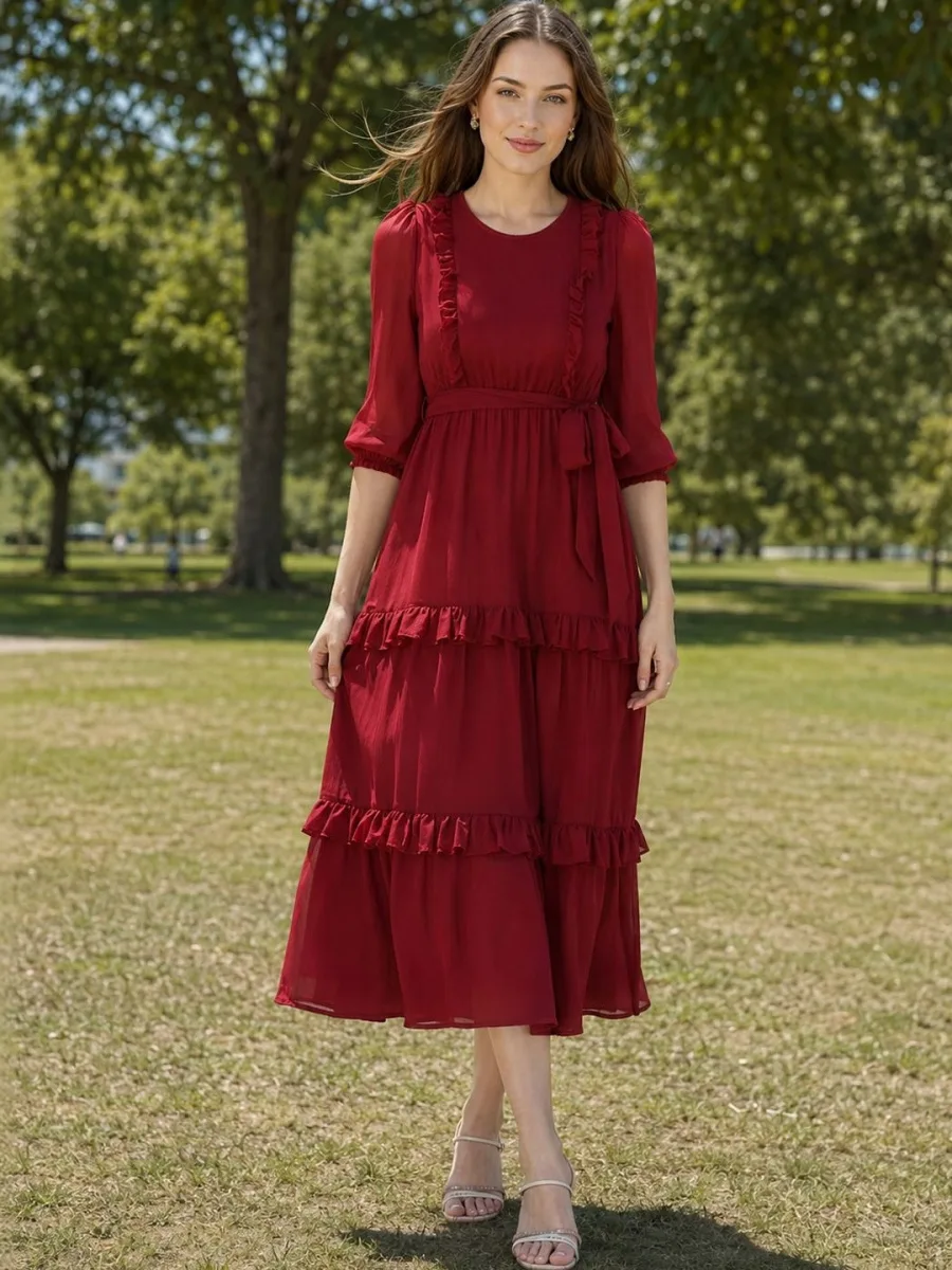 Georgette Fit & Flare Midi Dress