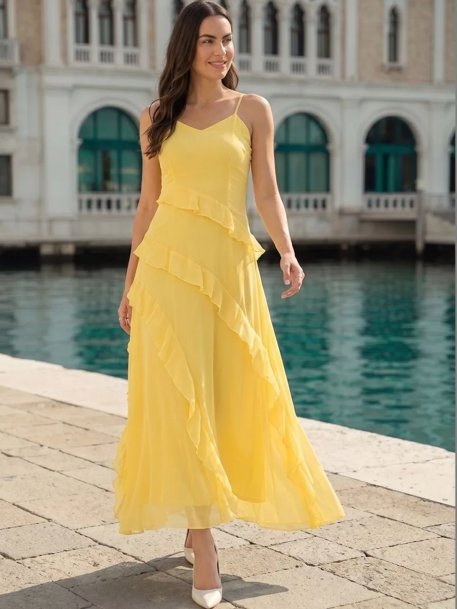 Chiffon A-Line Maxi Dress