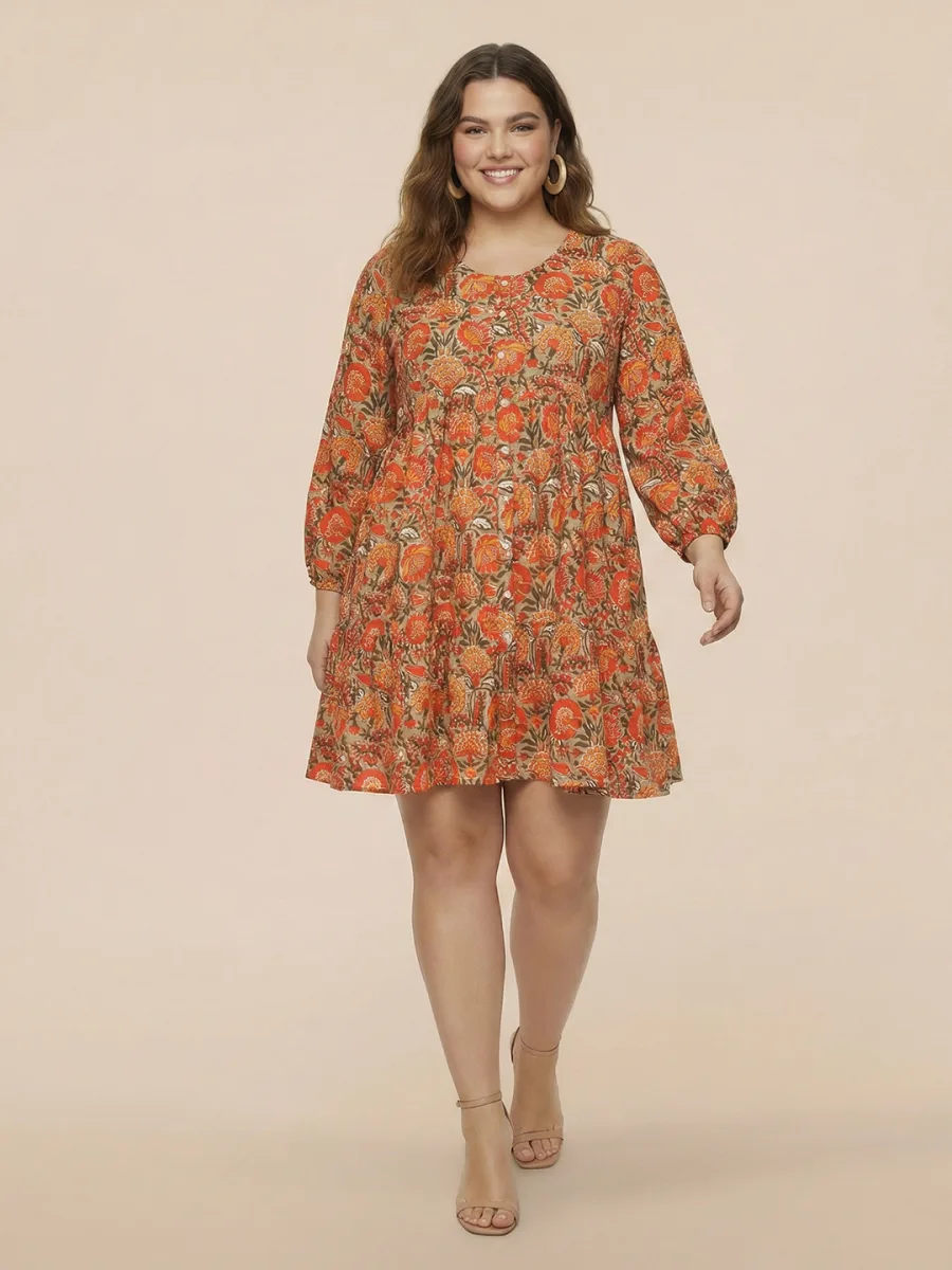 Plus Size Printed A-Line Dress