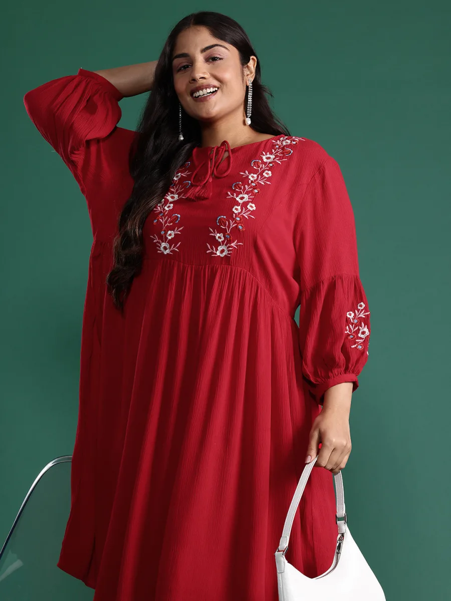 Plus Size Embroidered Dress