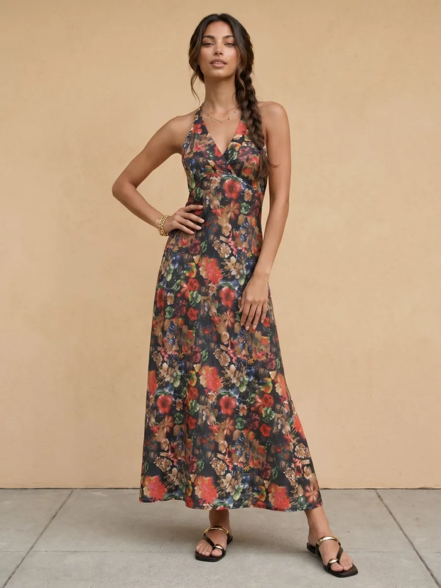 Printed A-Line Maxi Dress