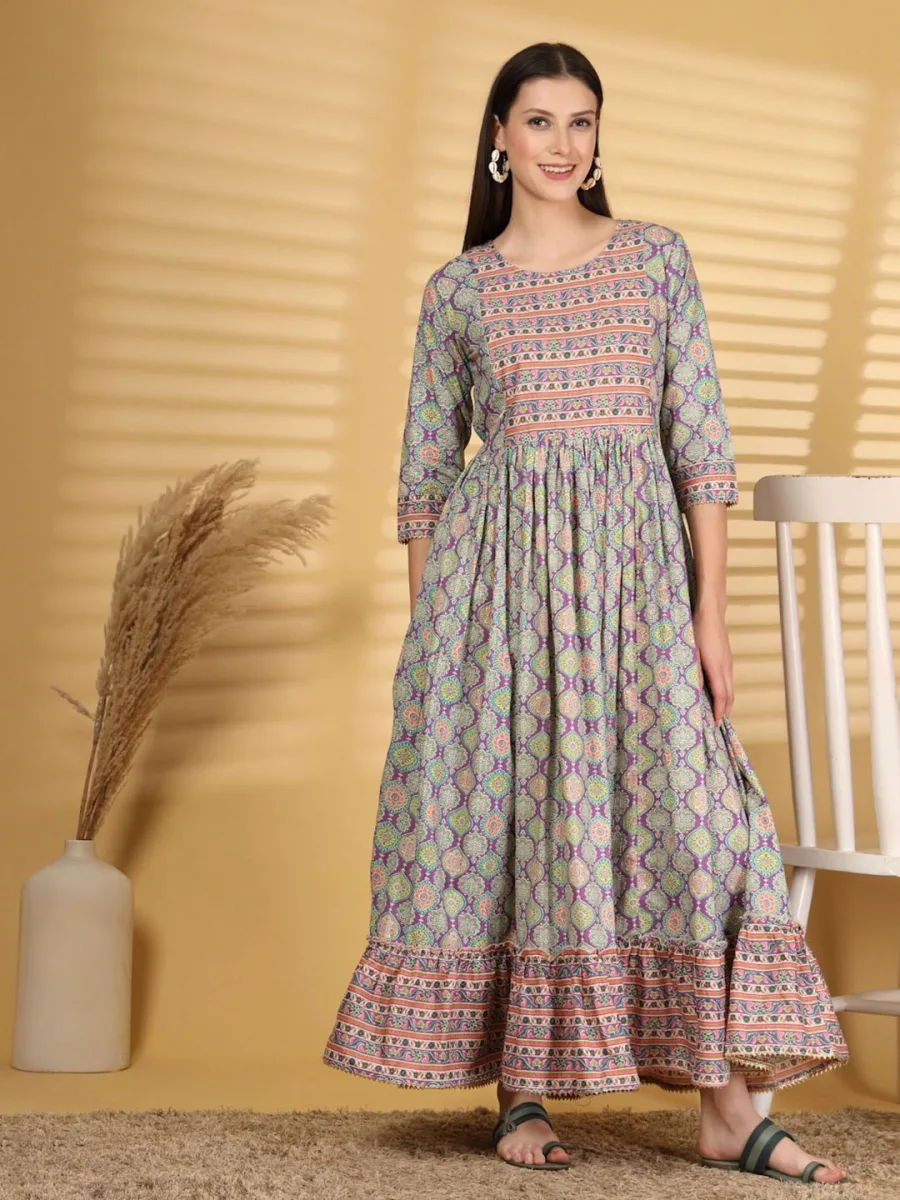 Printed Fit & Flare Maxi Dress