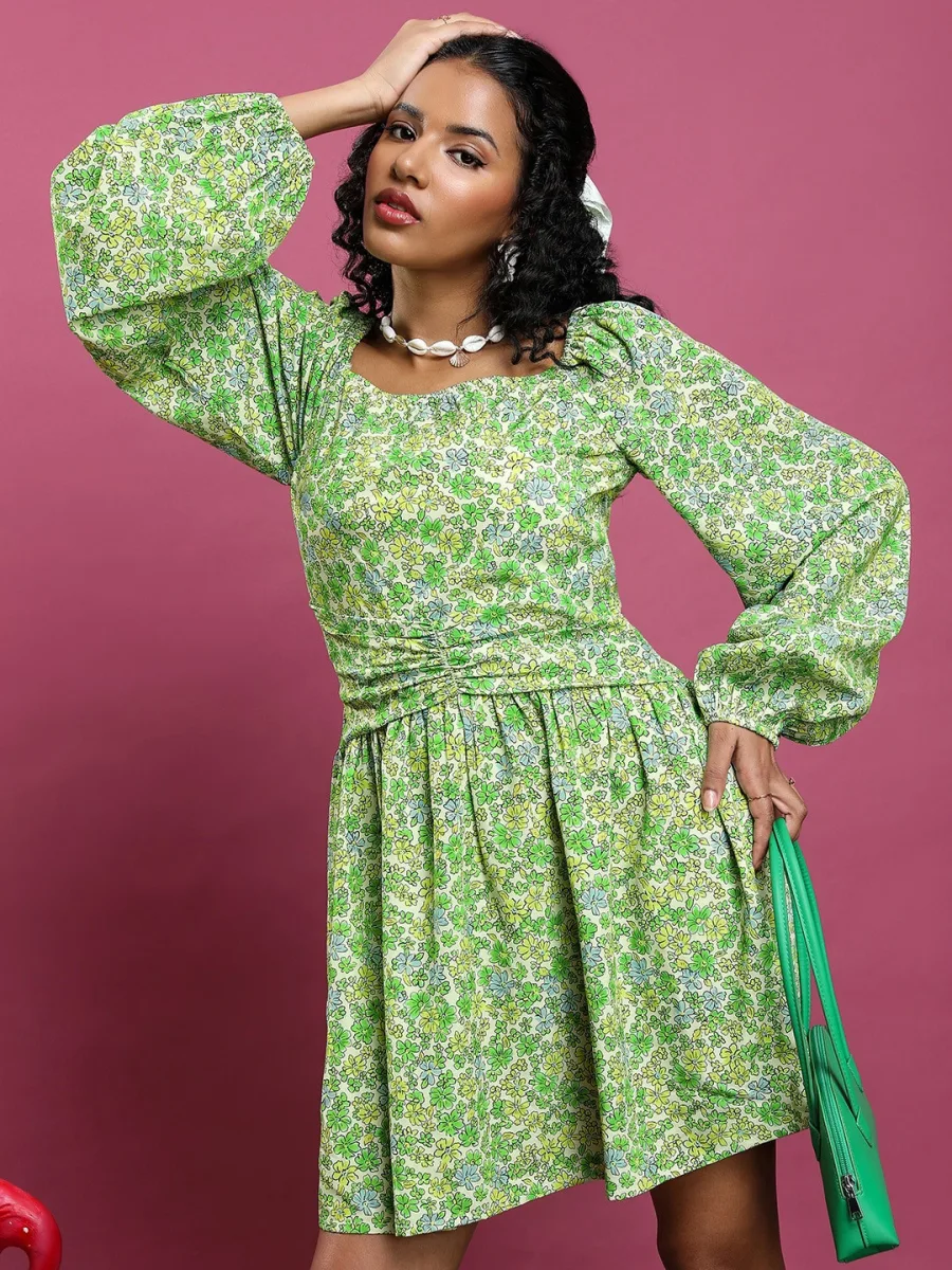Printed Fit & Flare Dress