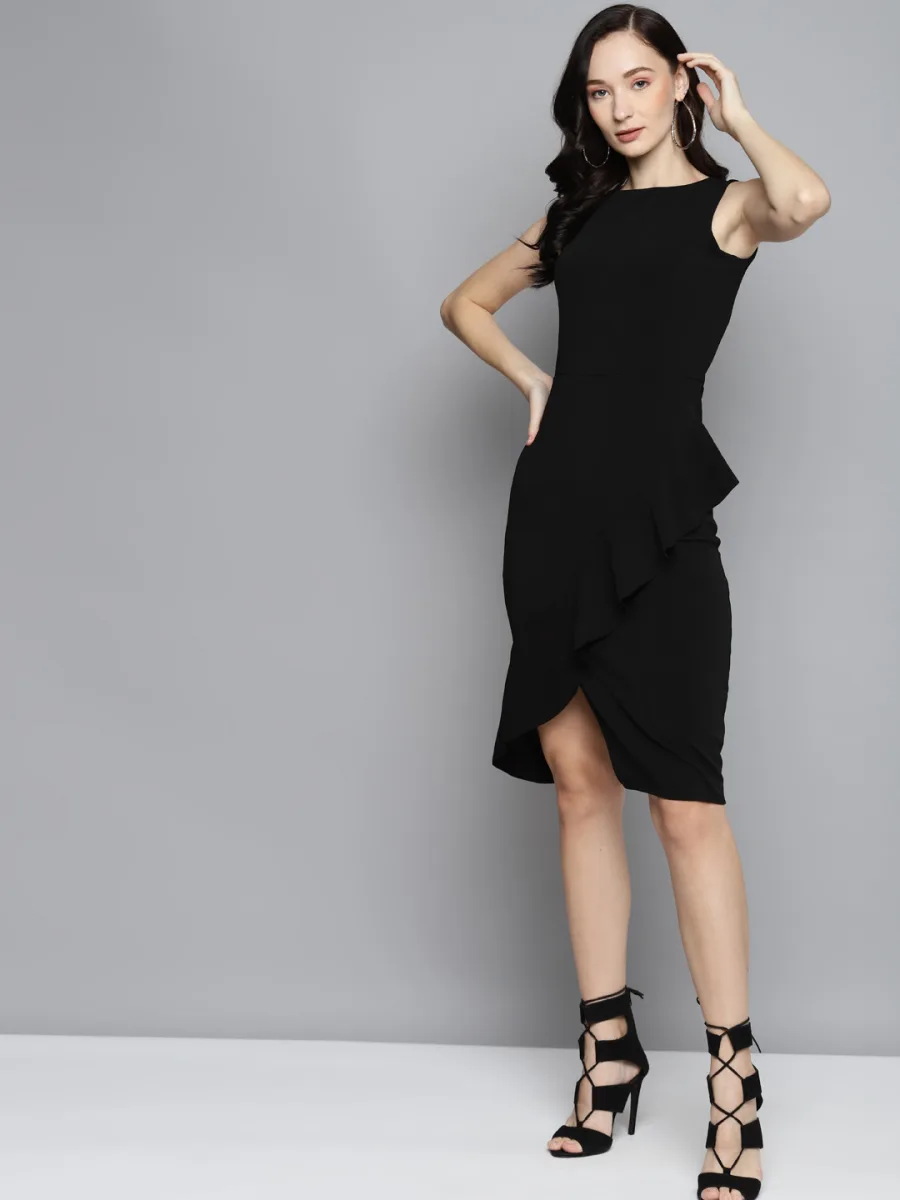 One Side Frill Bodycon Dress