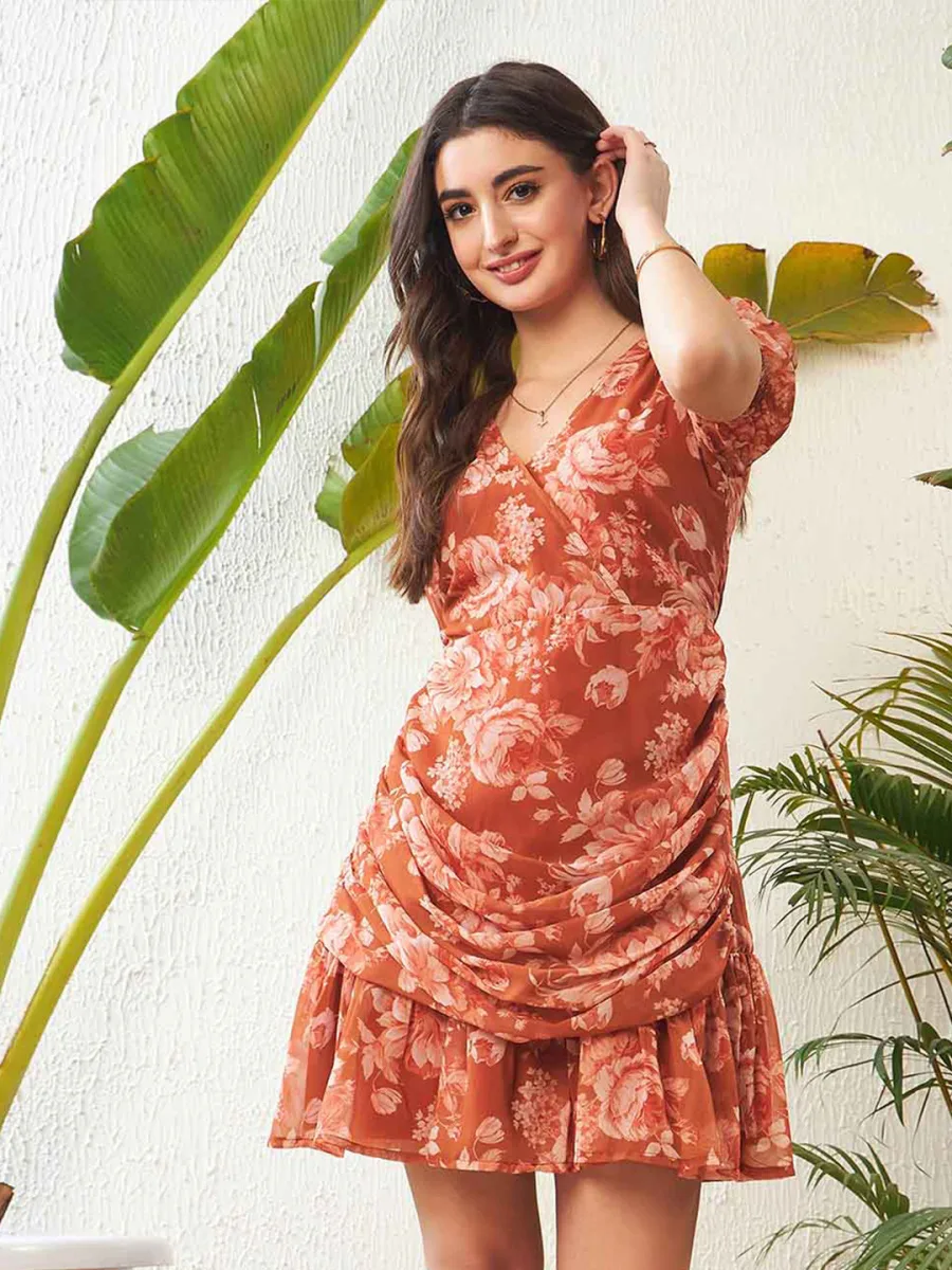 Printed Fit & Flare Mini Dress