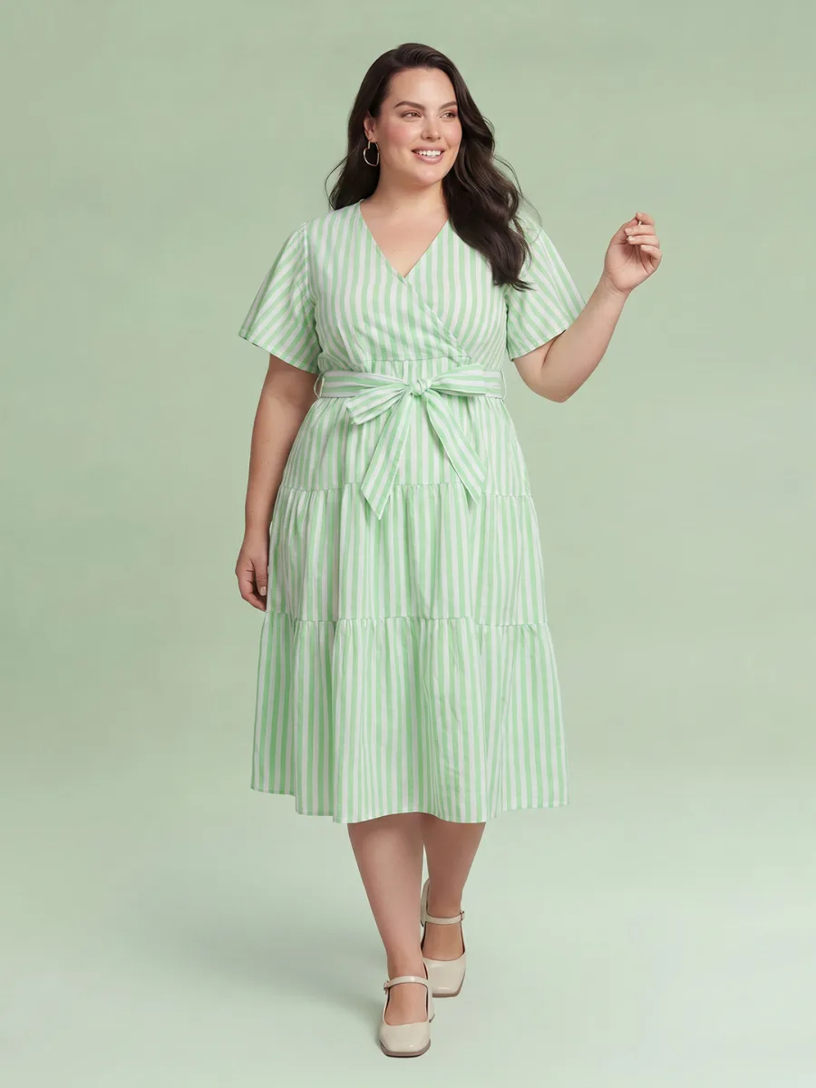 Plus Size Striped A-Line Dress