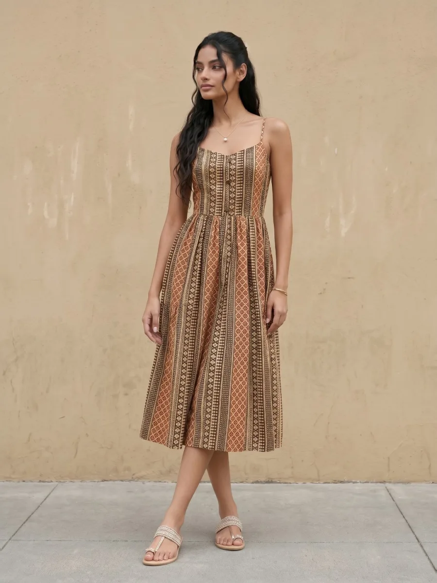 Print A-Line Midi Dress