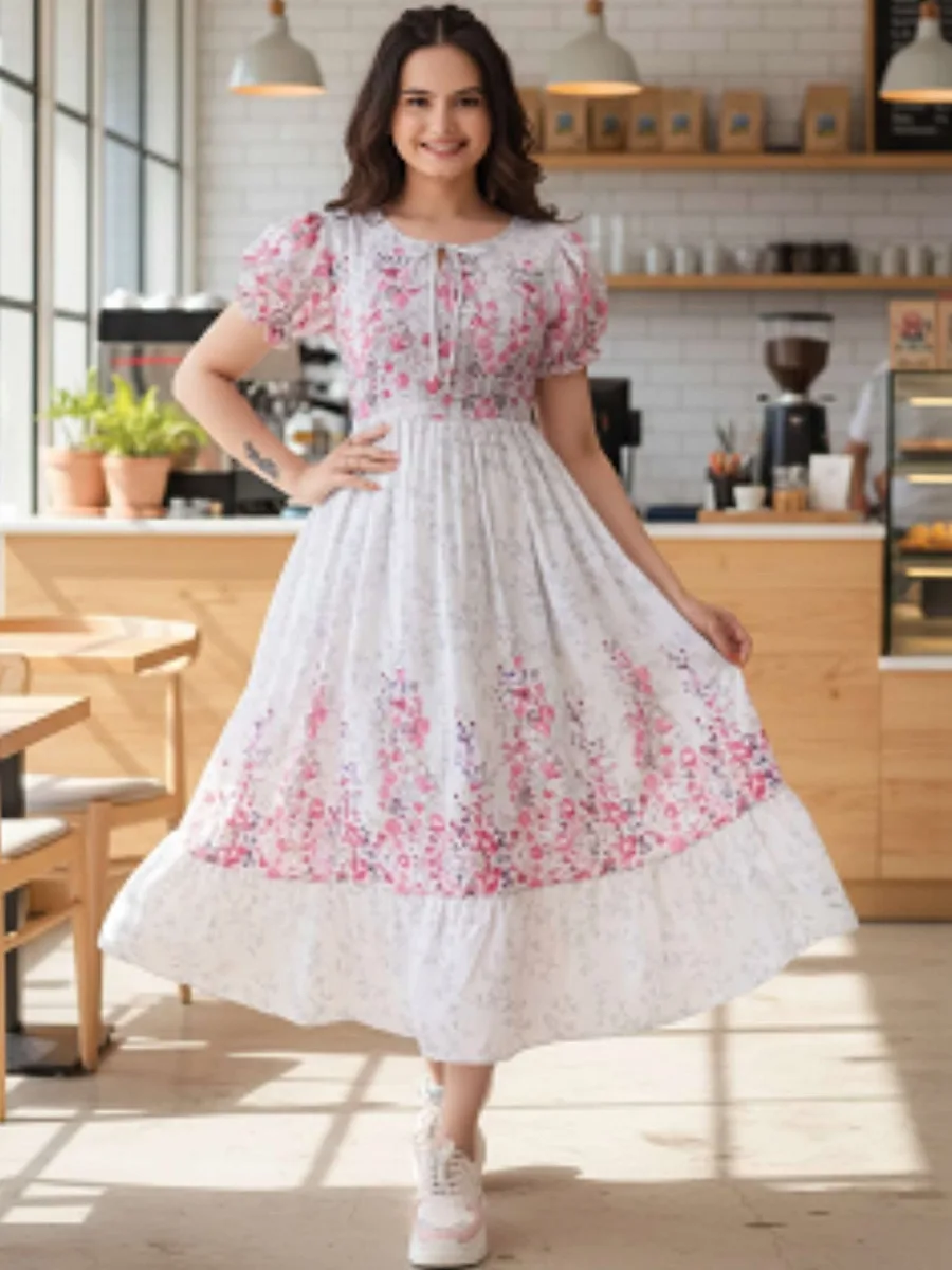Floral Midi Rayon Dress