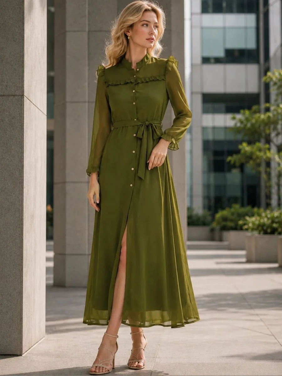 Georgette Shirt Maxi Dress