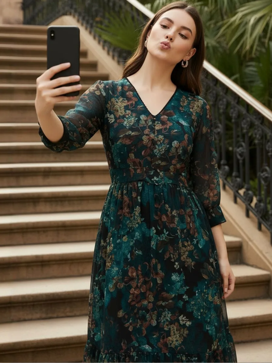 Zummer Blue Floral Midi Dress