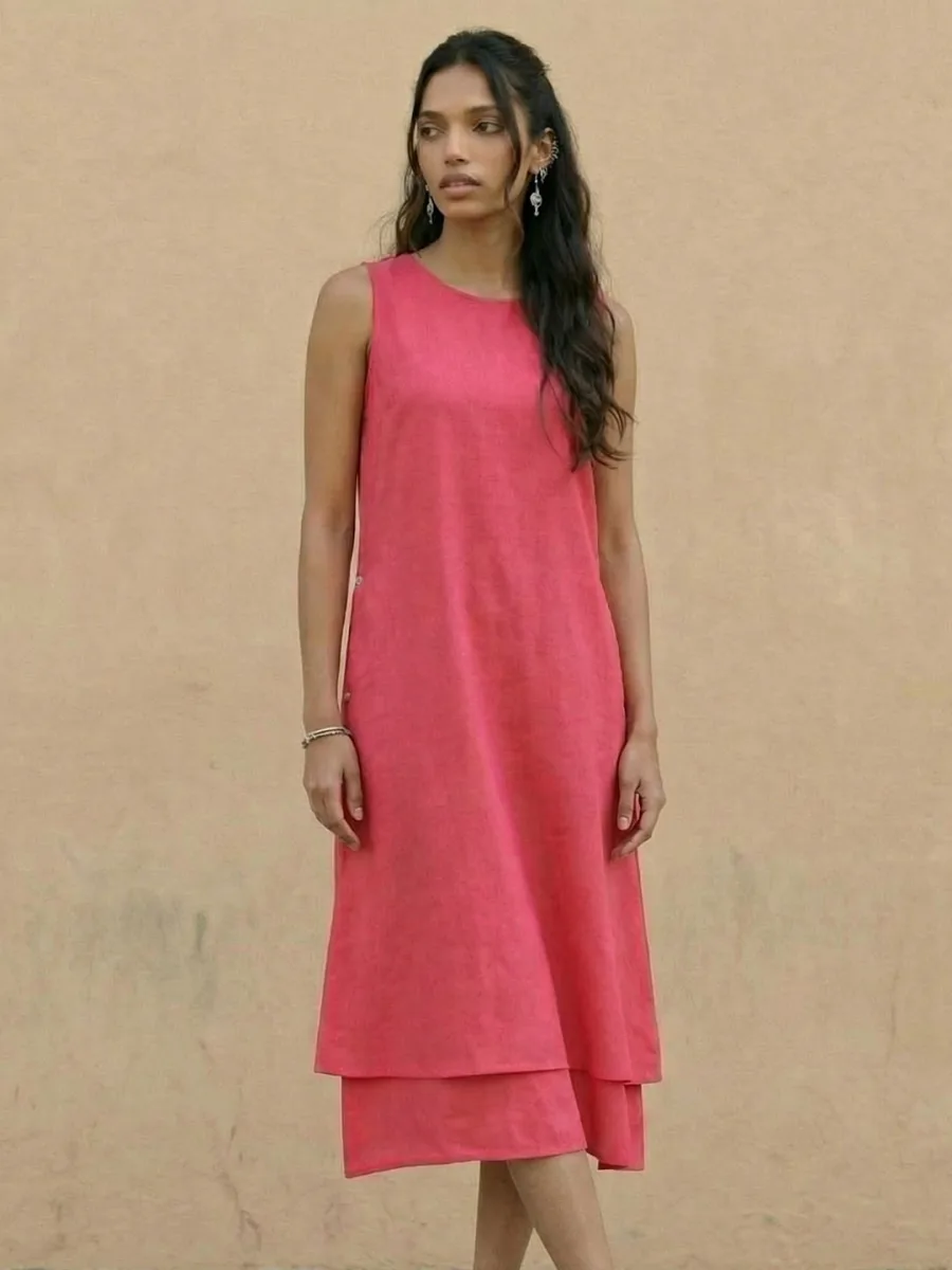 Layered A-Line Midi Dress