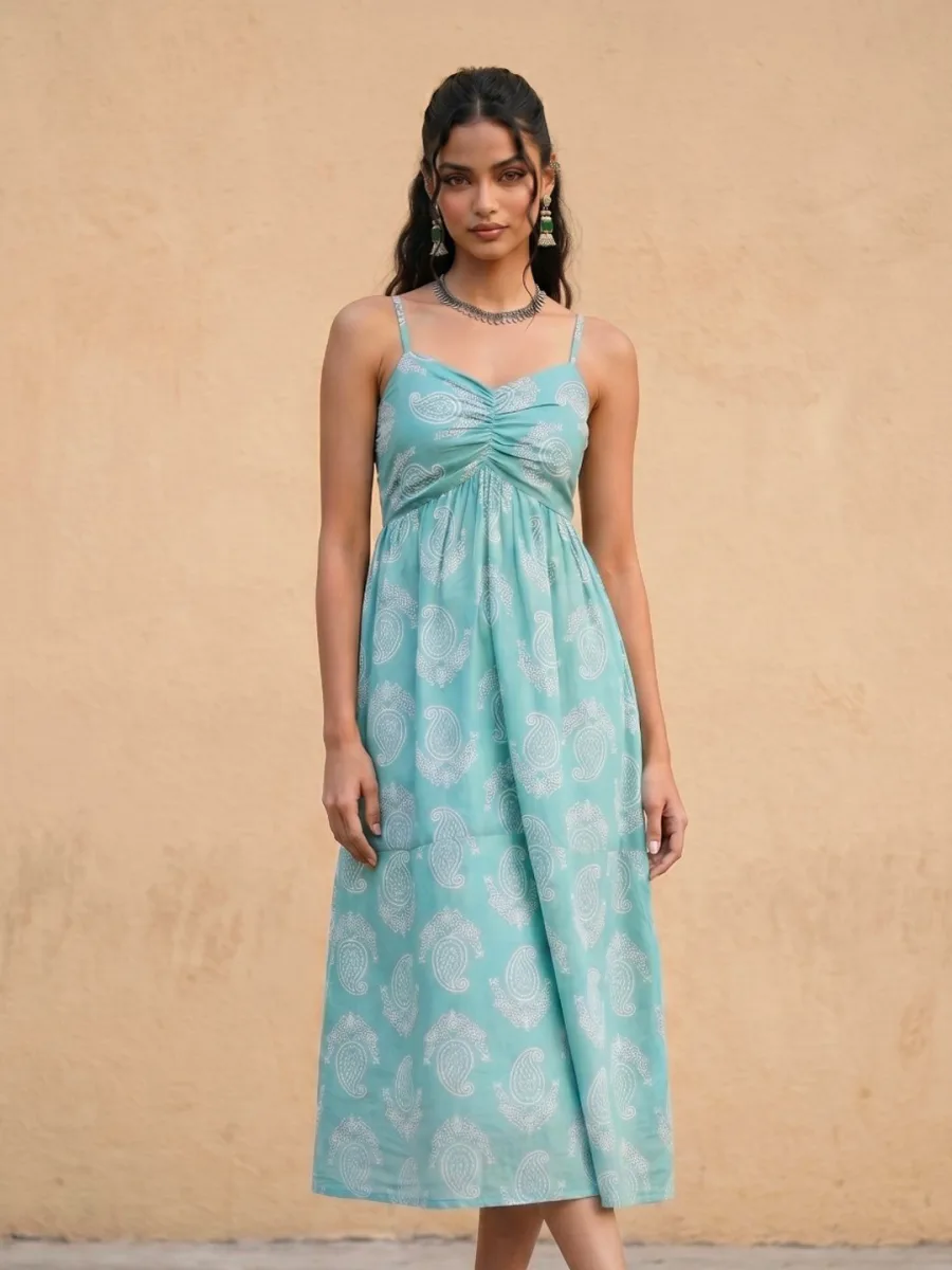 Paisley A-Line Midi Dress