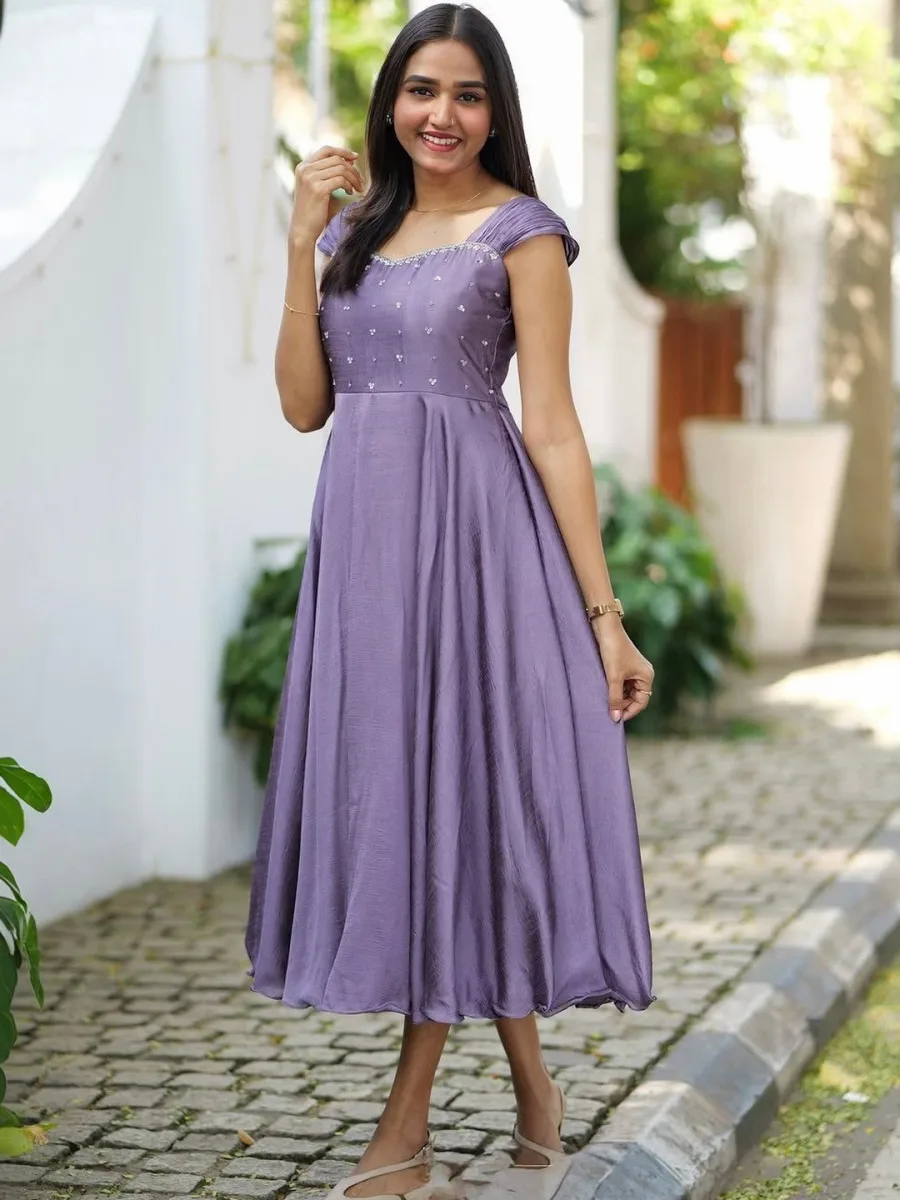 Lawander silk Umbrella frock