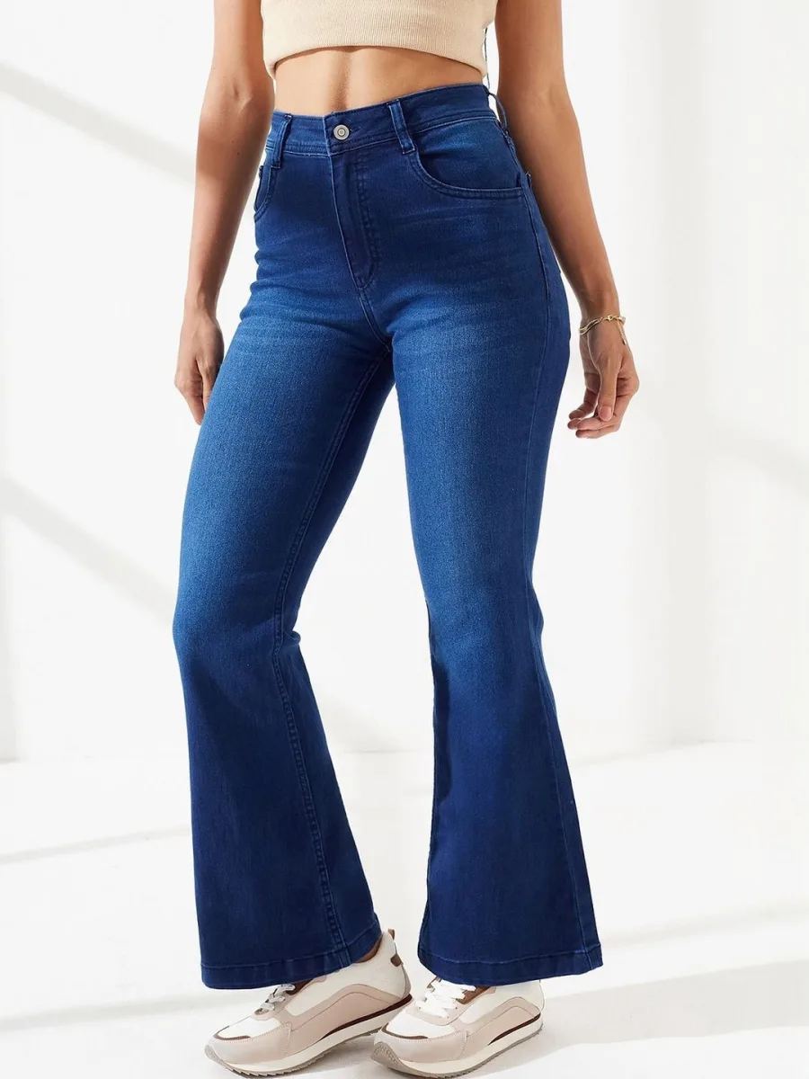 Women Wide Leg Cotton Jeans