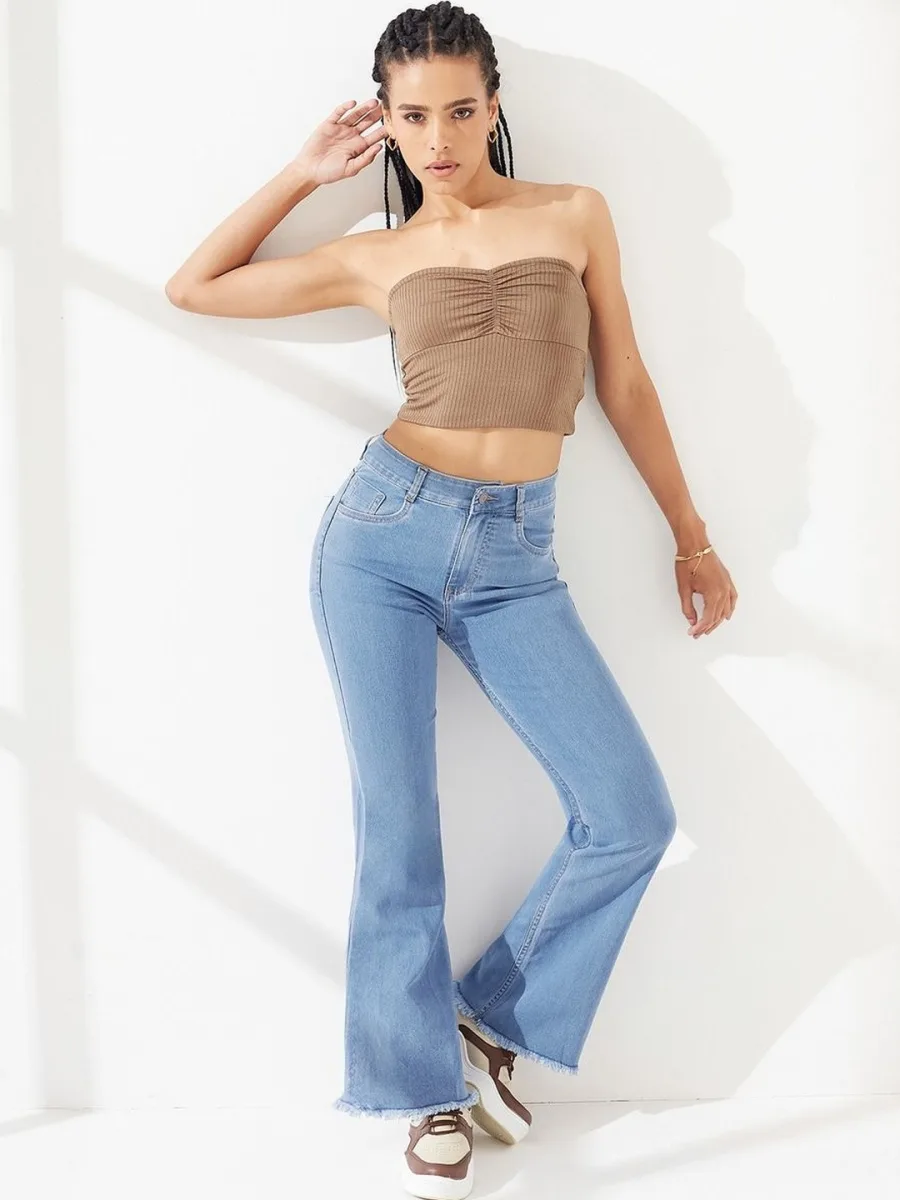 Silky Mom Jeans — Nude