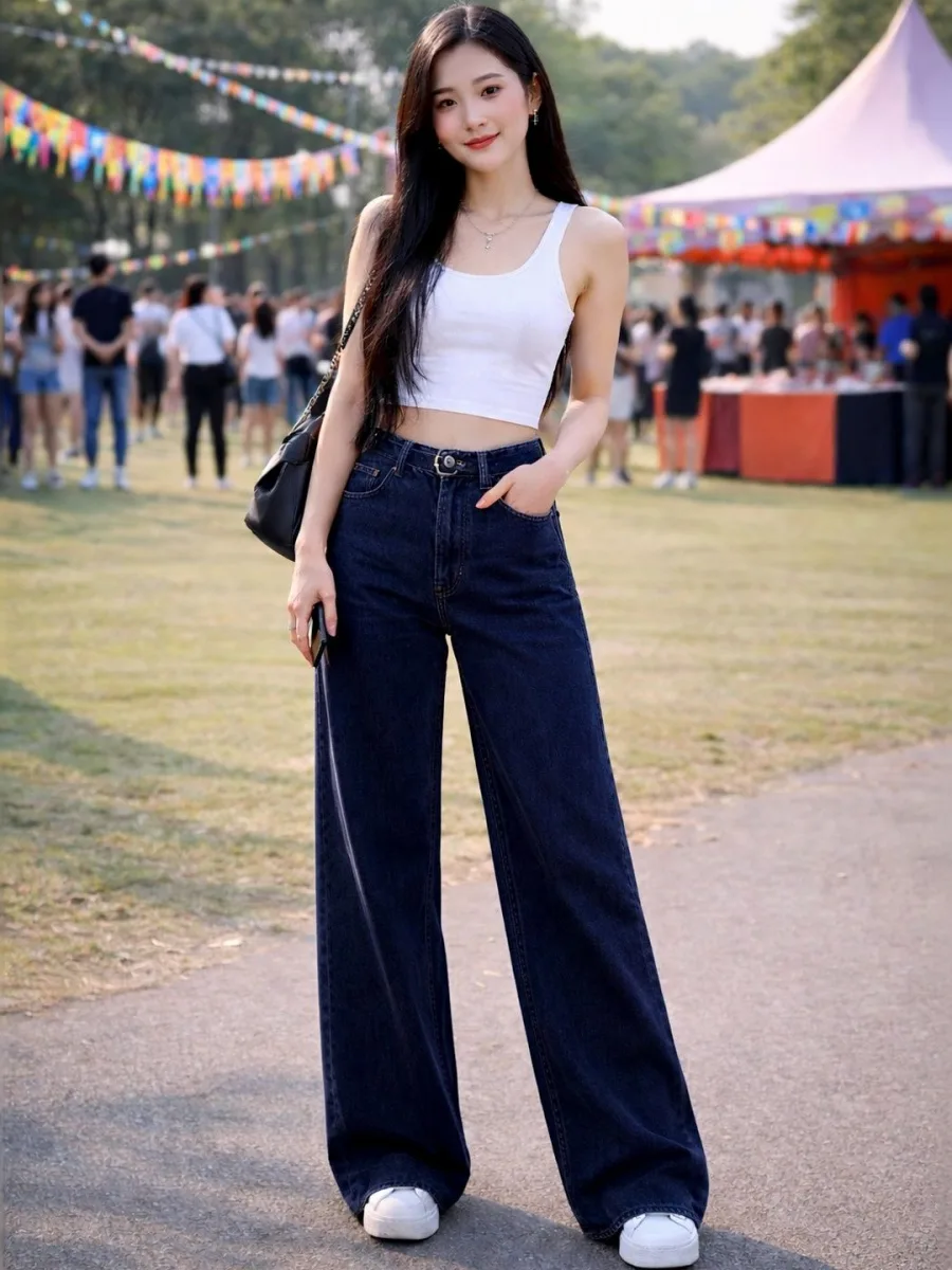Everyday Wide Leg Jeans — Nude