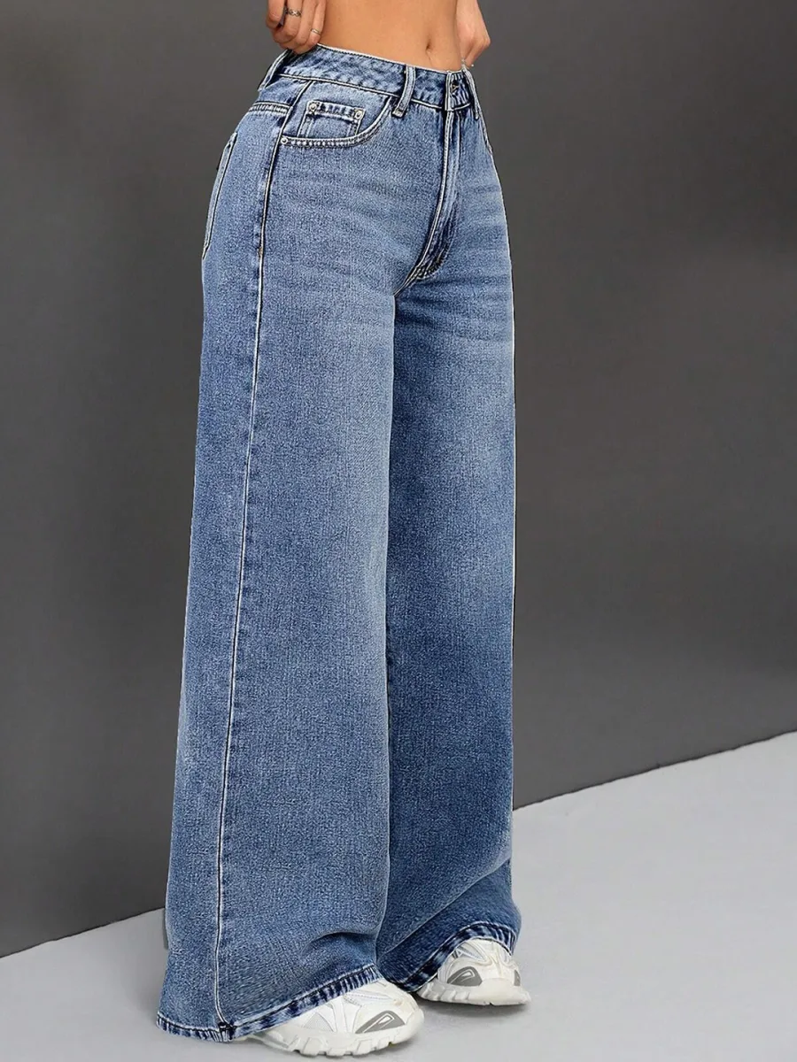 Women Wide Leg High-Rise Jeans