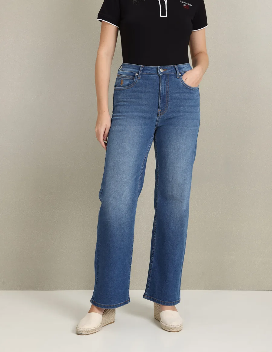 Mid Rise Wide Leg Jeans