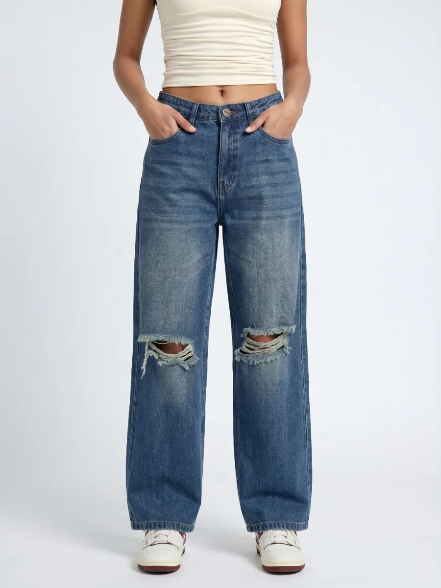 Distressed Light Fade Jeans