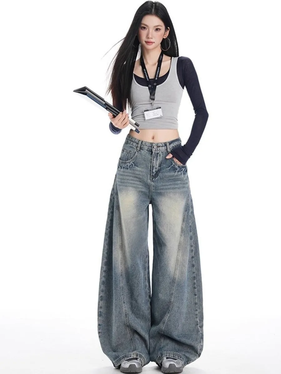 Women Wide Leg Mid-Rise Jeans