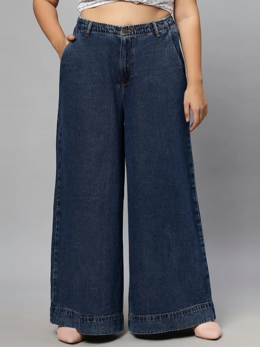 Plus Size Women Wide Leg Jeans