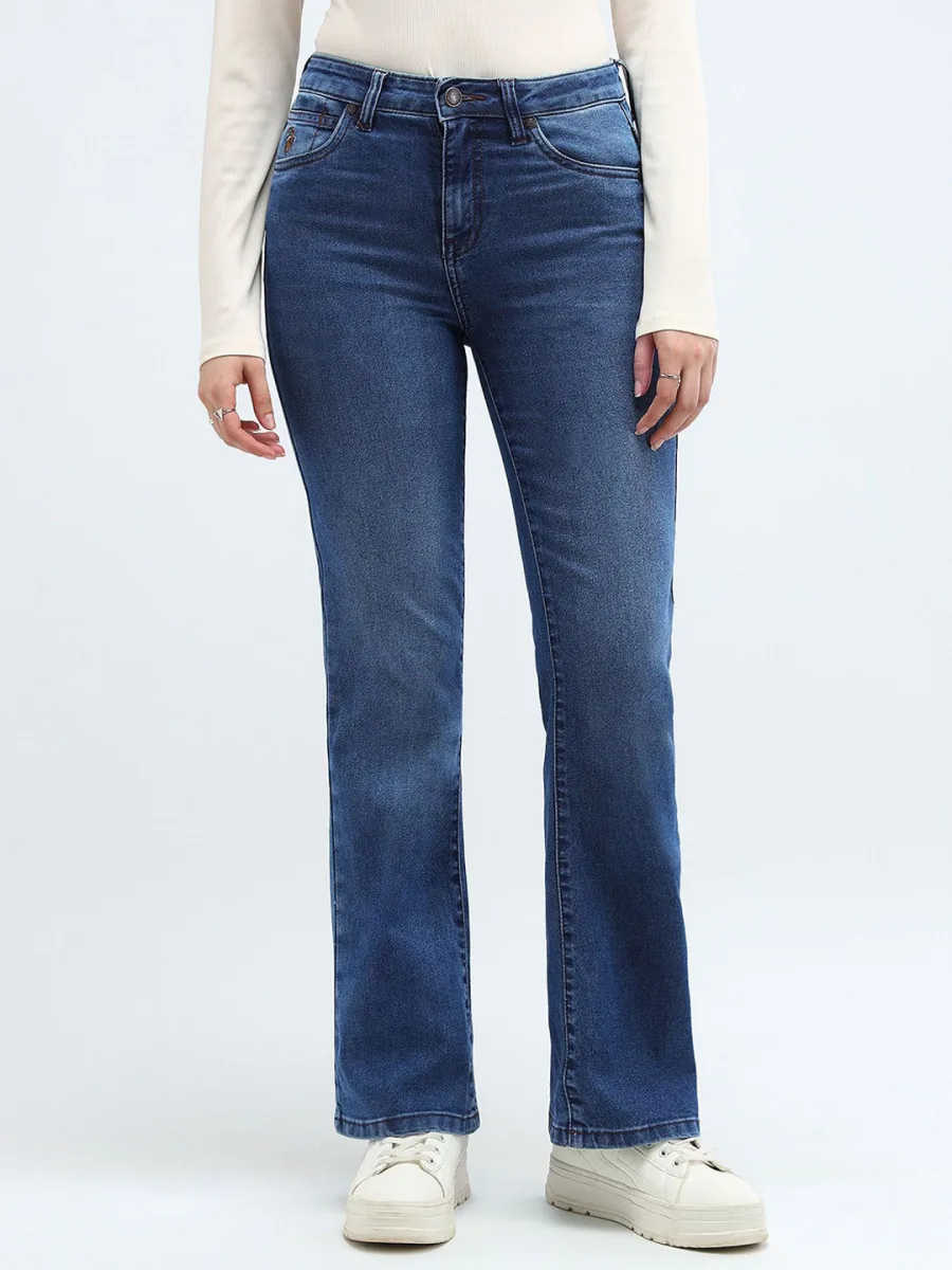 Soft Bootcut Jeans — Nude