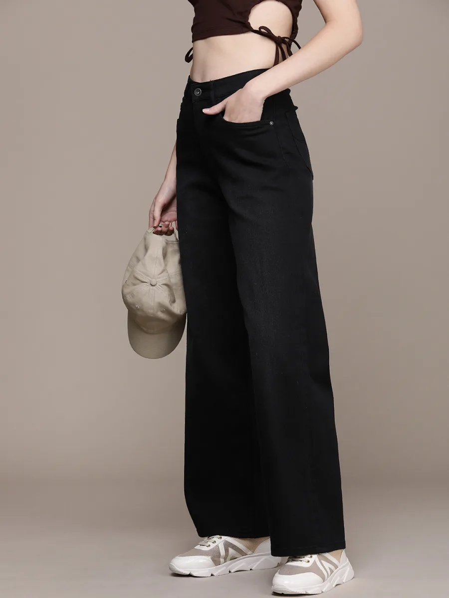Women Wide Leg High Rise Jeans