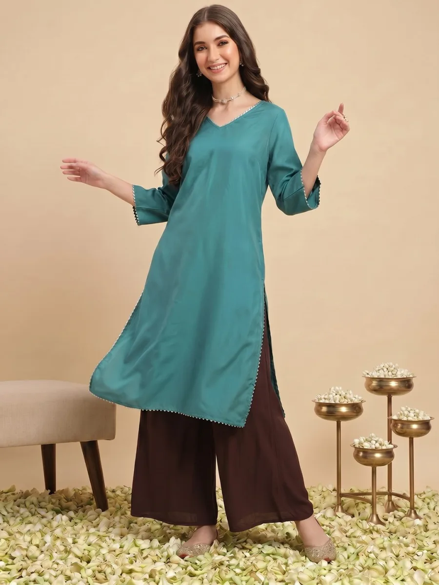 V-Neck Straight Kurta