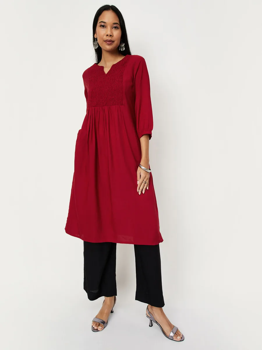 Women Red Solid Kurta