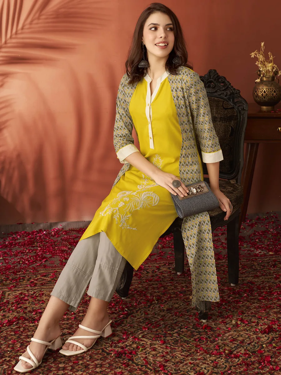 Embroidered Liva Kurta