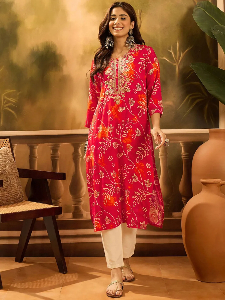 Floral Printed Straight Kurta