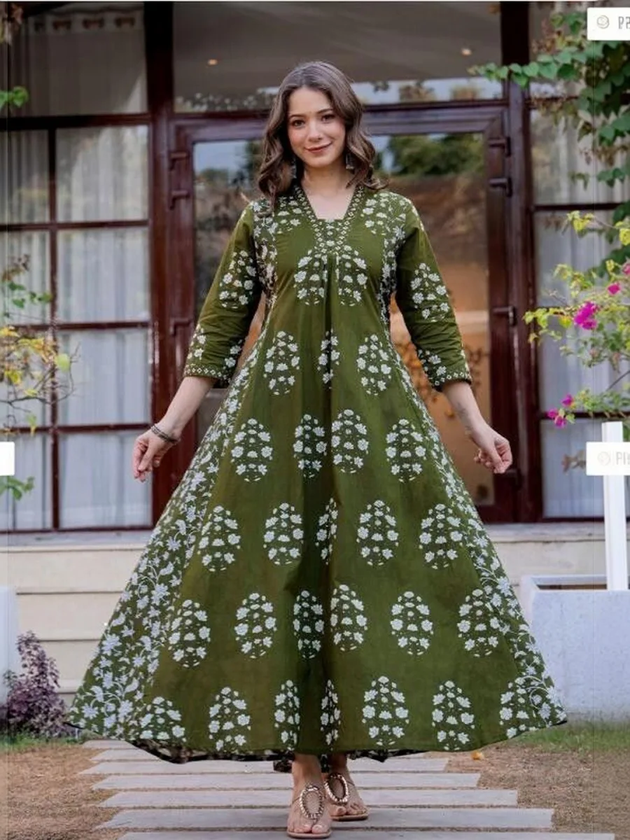 Printed Anarkali Long Kurta