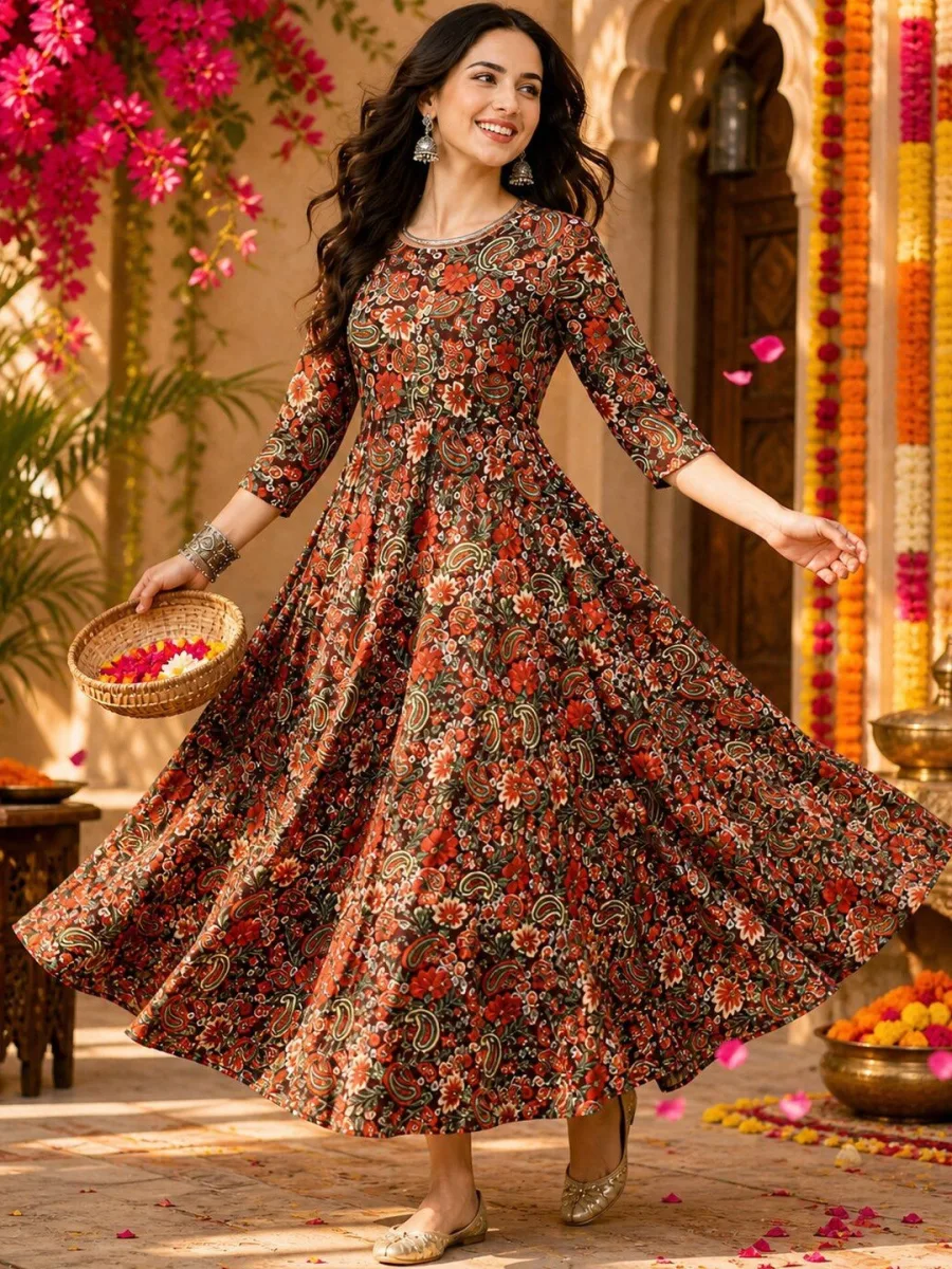 Floral Printed Anarkali Kurta