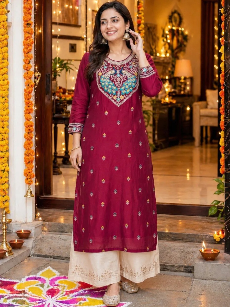 RT Women Cherry Emb Kurta