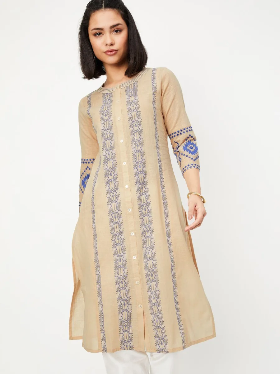 Round Neck High Slit Kurta