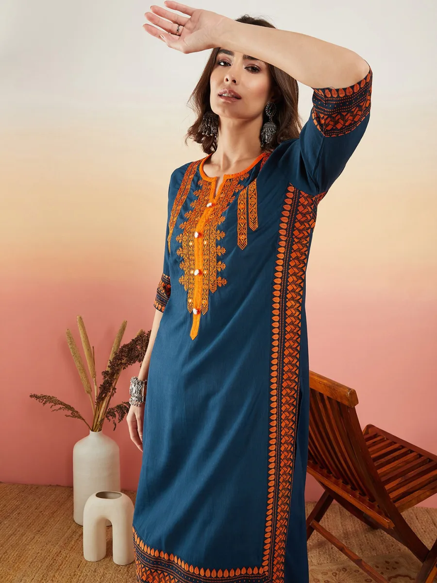 Embroidered Straight Kurta