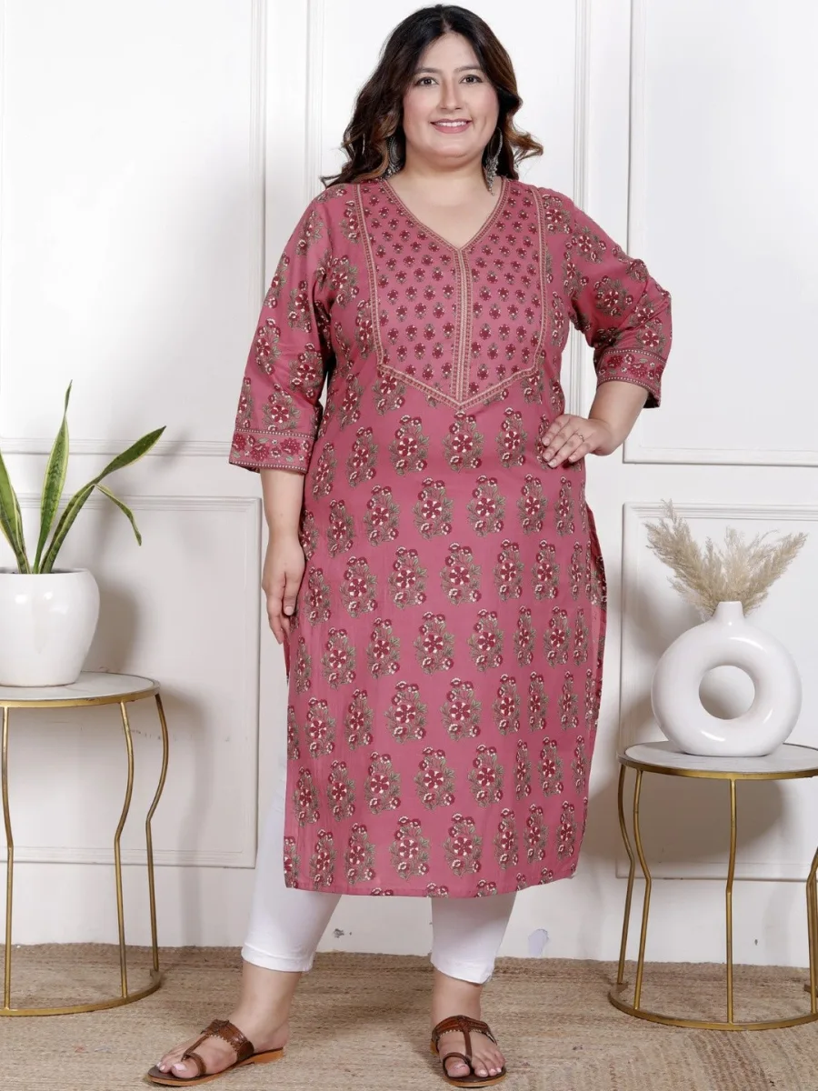 Classic Cotton Kurta — Peach