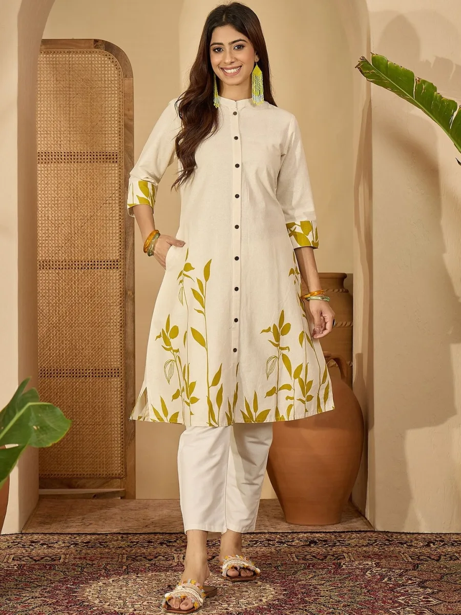 Printed Mandarin Collar Kurtas