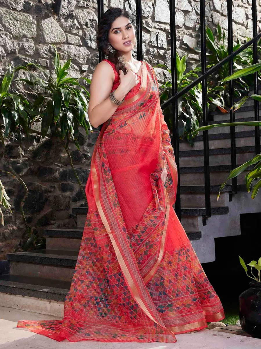 Checked Organza Saree