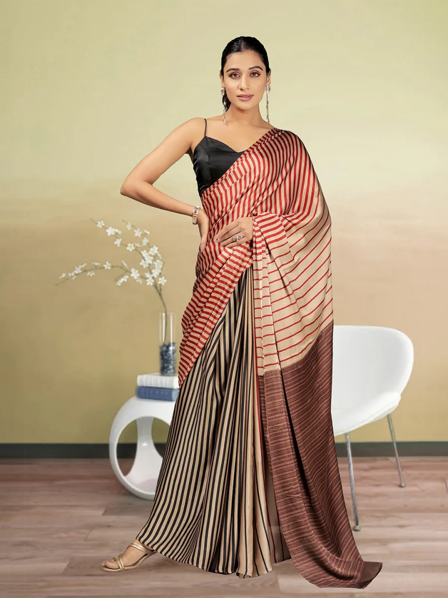 Striped Satin Saree
