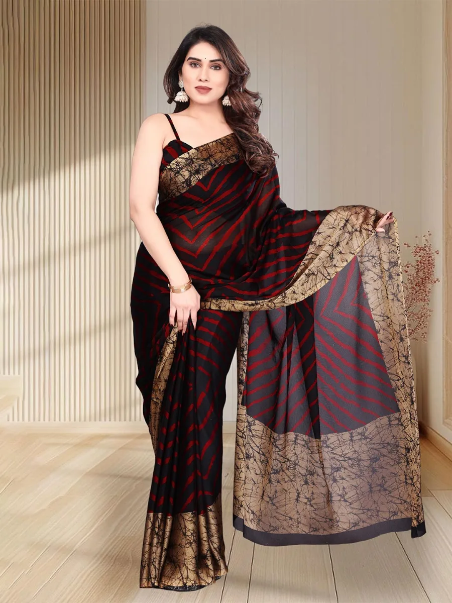Striped  Pure Chiffon Saree