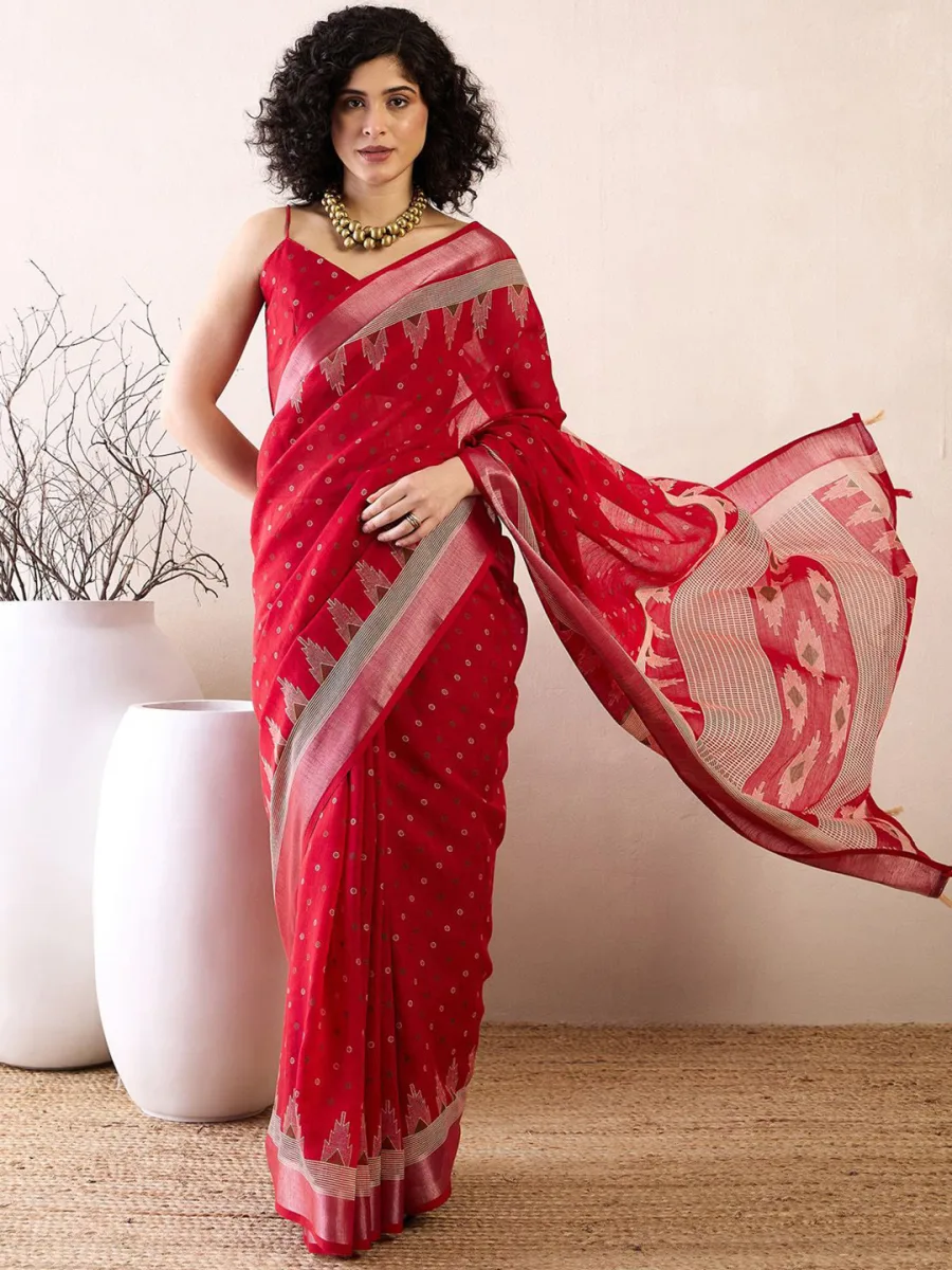 Bagru Linen Blend Saree